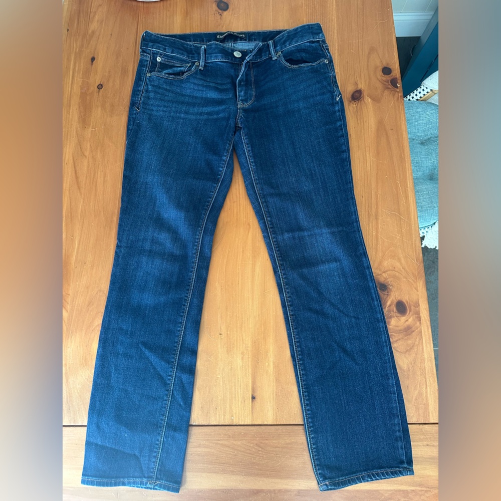 Express Dark Blue Straight Leg Jeans